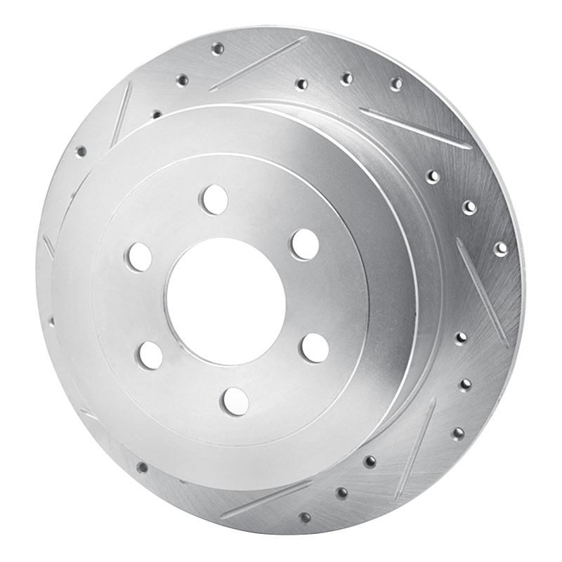Dodge Dakota Brake Rotor (1) - Rear Left - R1 Concepts - Drilled & Slotted - Silver - `03-`04